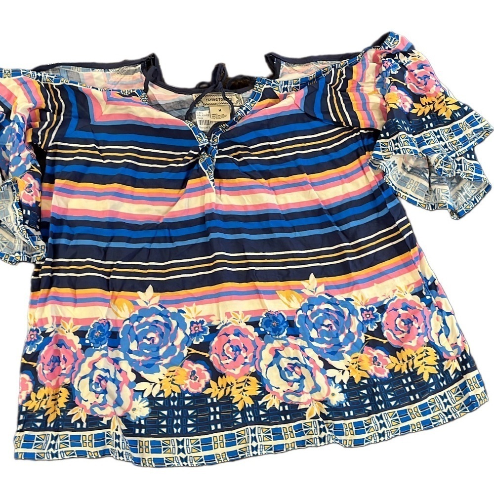 Floral Striped Off-Shoulder Top NWT Size Medium